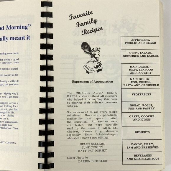 Missouri Alpha Delta Kappa ADK Cookbook Culinary Treasures Women Educators 1988 - Picture 5 of 11